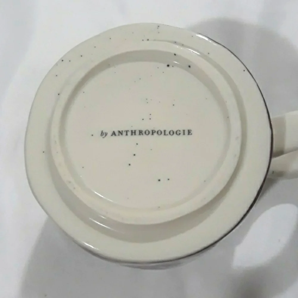 Anthropologie Coffee Cup Mug with Inicial K Floral on Purple Multicolor